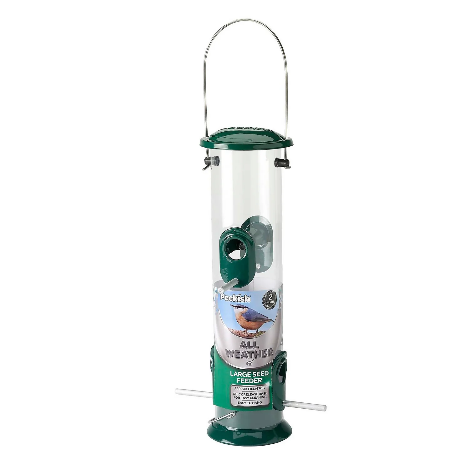 Peckish All Weather Large Seed Wild Bird Feeder - Green