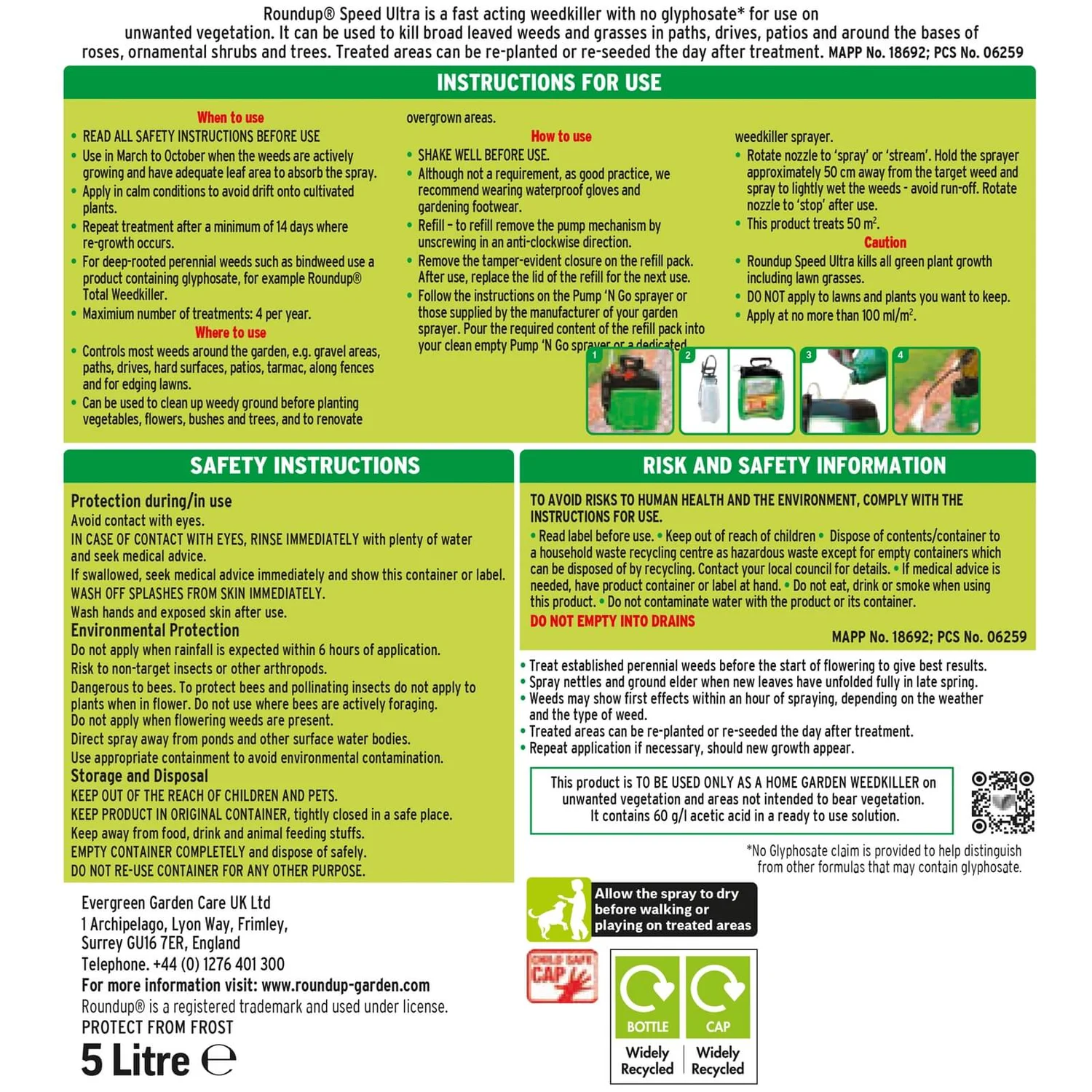 Roundup Speed Ultra Ready To Use Pump N Go Weedkiller Refill - 5L - Image 2