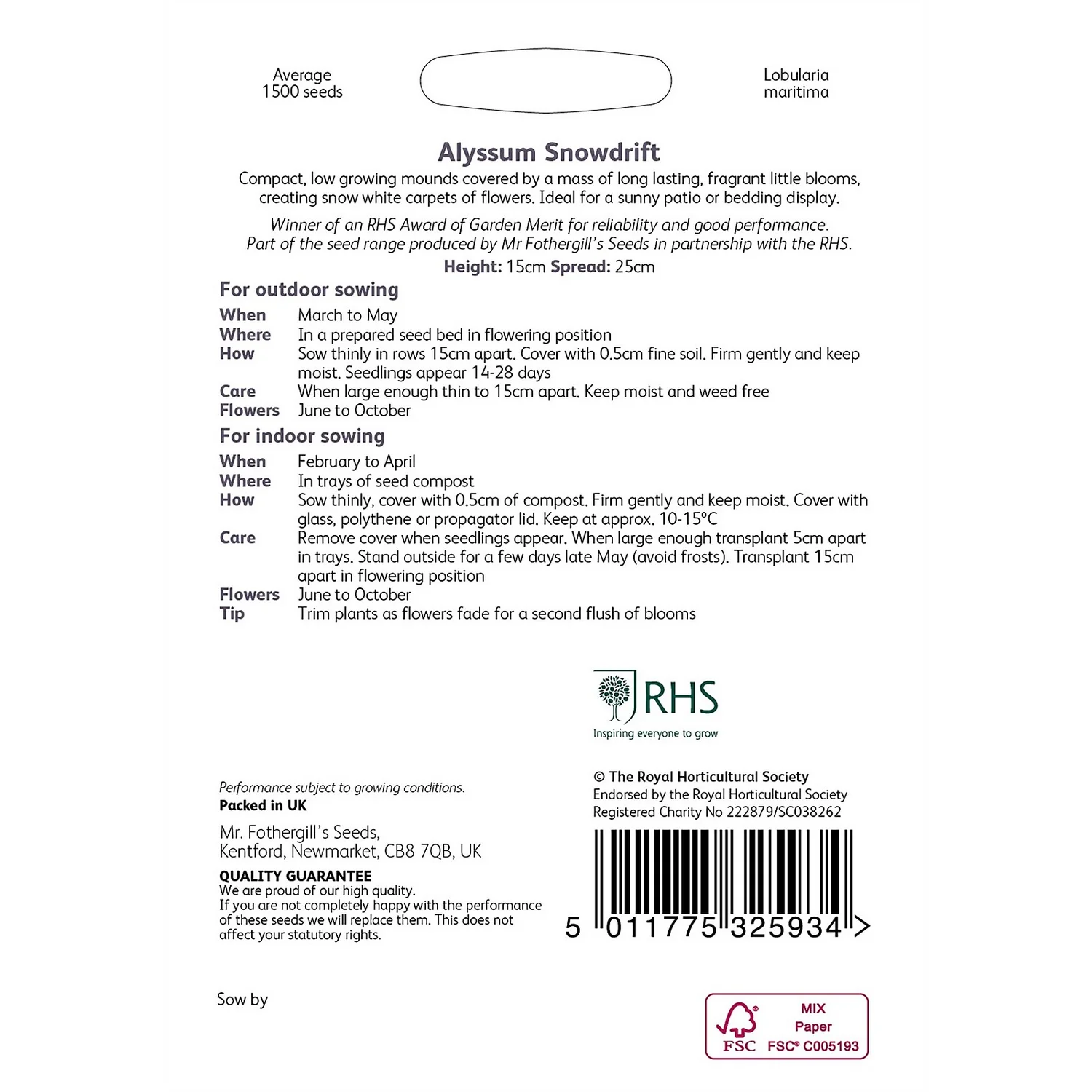 RHS Alyssum Snowdrift Seeds - Image 2