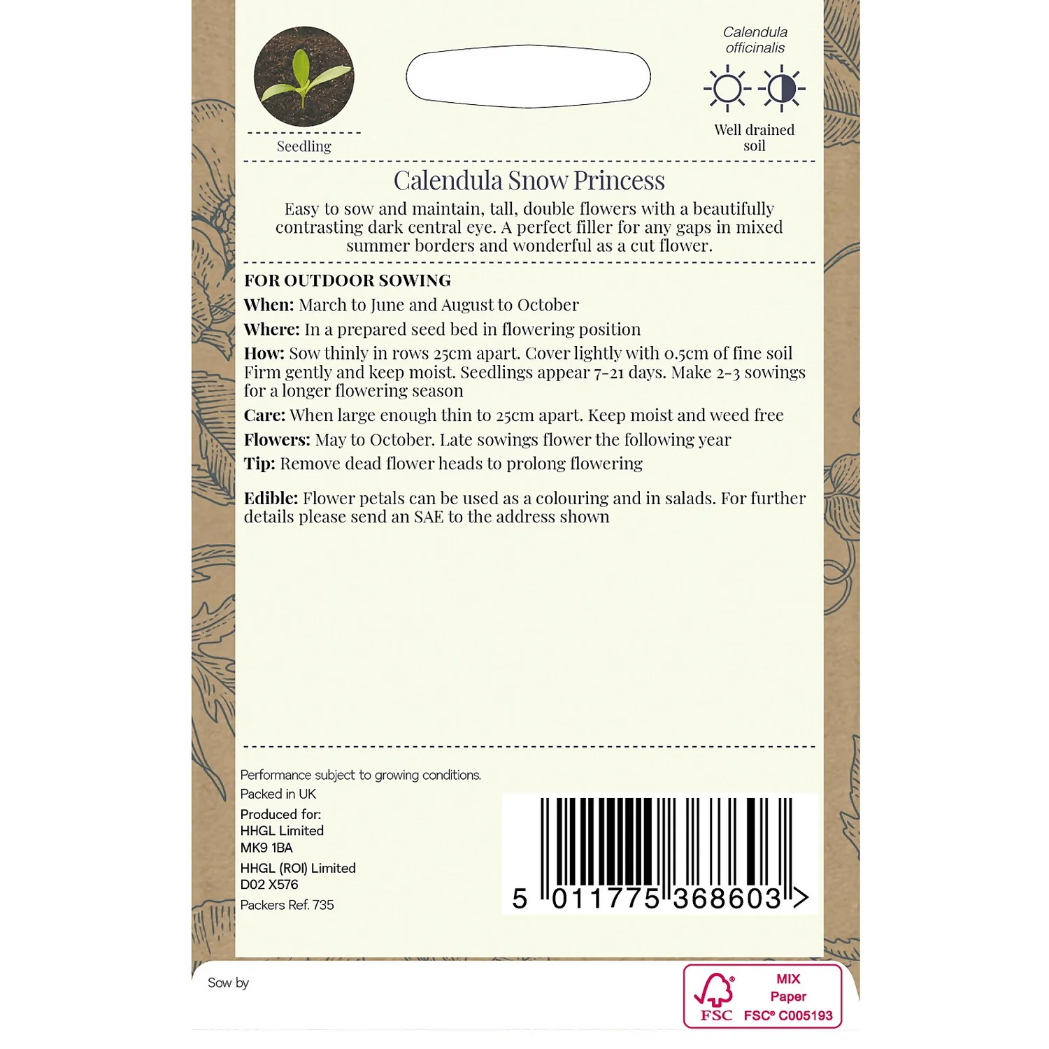 Country Living Calendulaq Snow Princess Seeds - Image 2