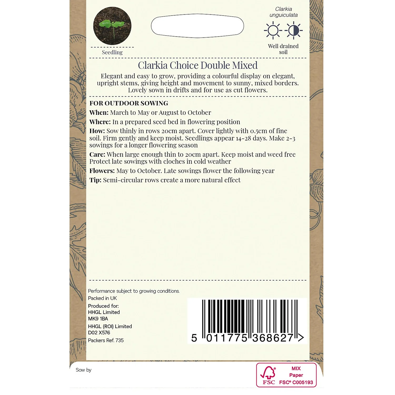 Country Living Clarkia Choice Double Mixed Seeds - Image 2