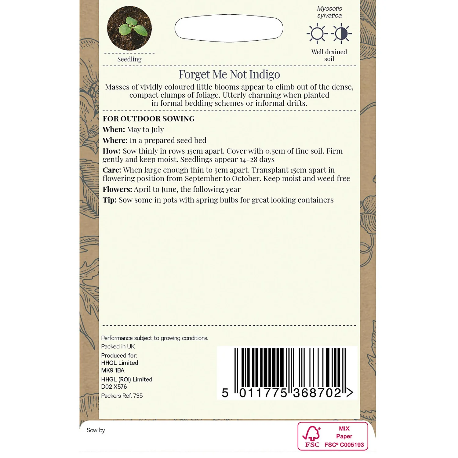 Country Living Forget Me Not Indigo Seeds - Image 2