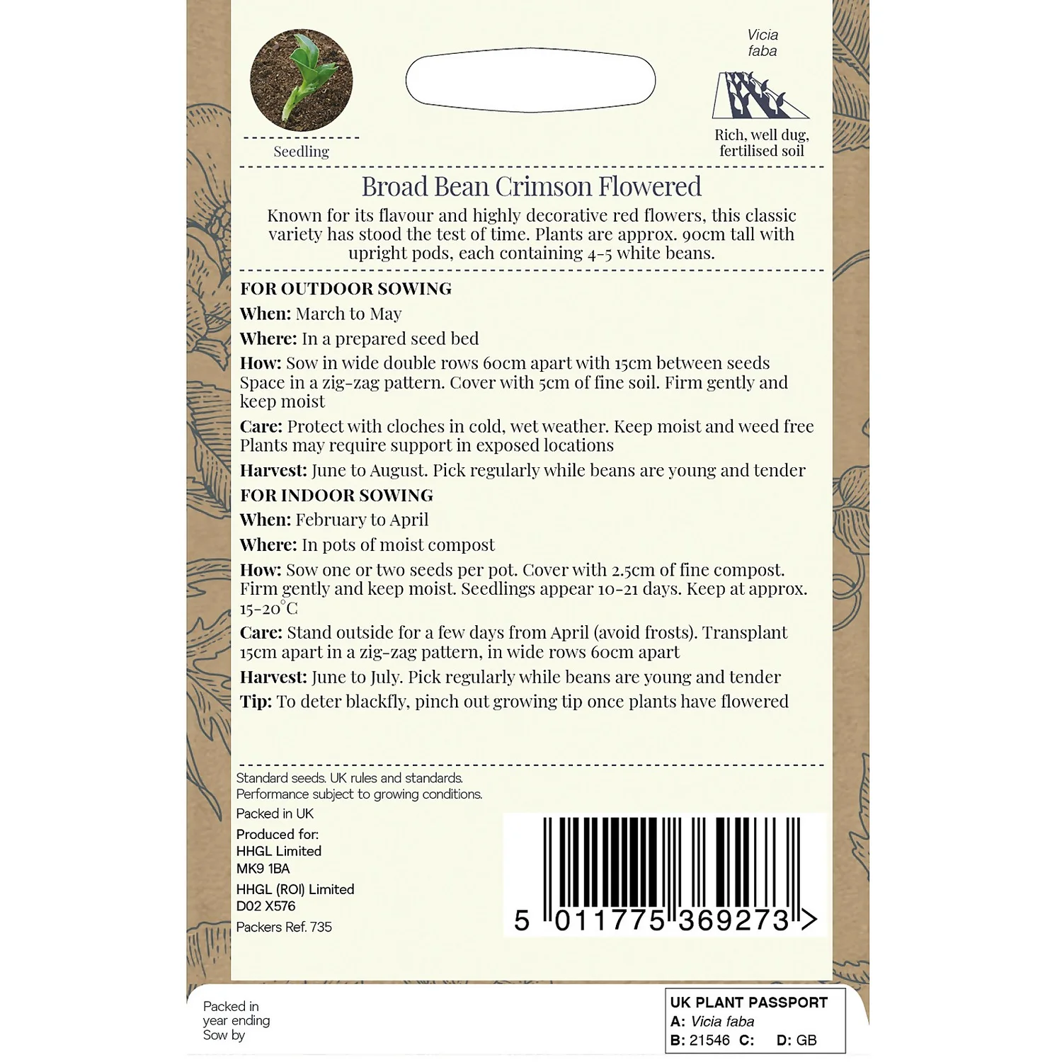 Country Living Broad Bean Crimson Flowered Seeds - Image 2