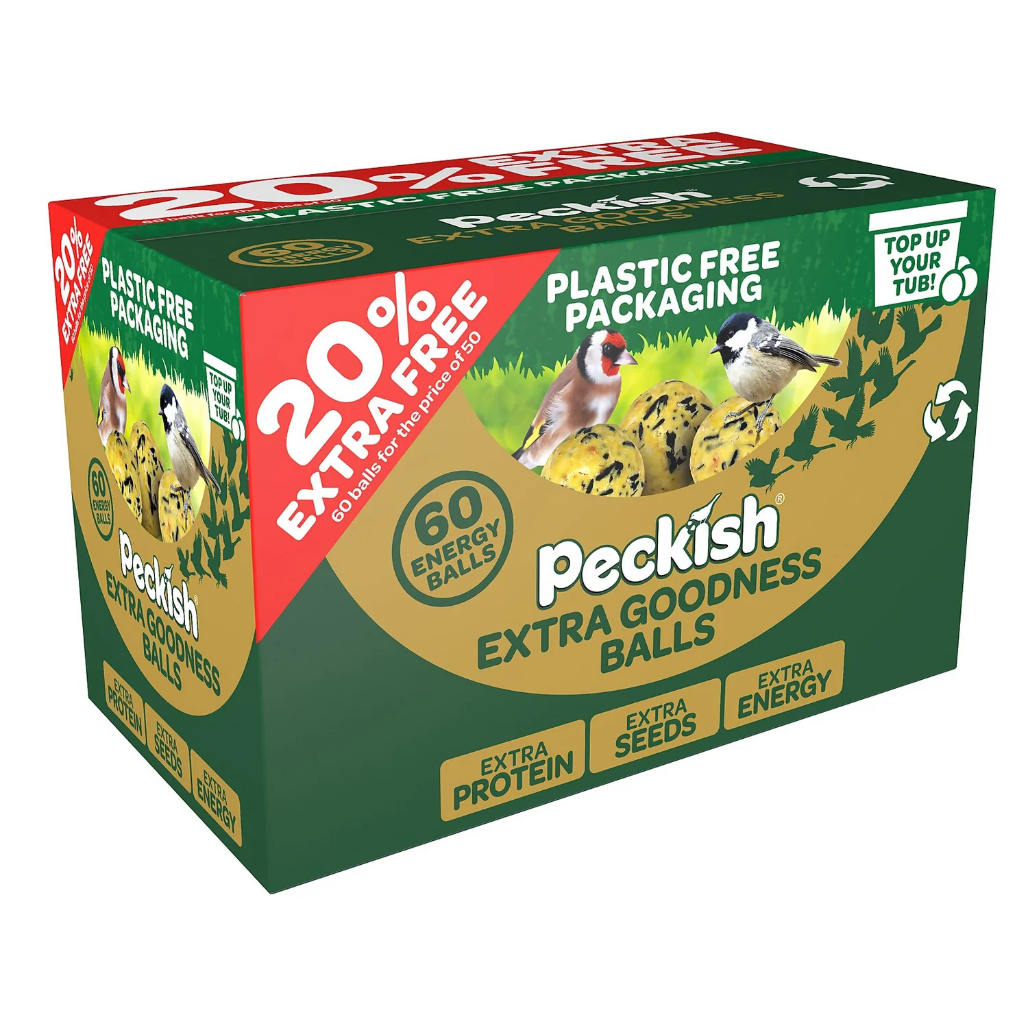 Peckish Extra Goodness Energy Balls For Wild Birds - 50 Box Plus 20% Extra Free