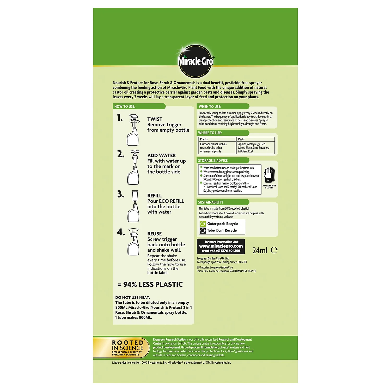 Miracle-Gro® 2 In 1 Nourish & Protect Rose, Shrub & Ornamental Plant Food Eco-Refill - 24ml - Image 2